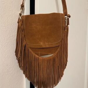 Zara Tan Fringe Crossbody Bag